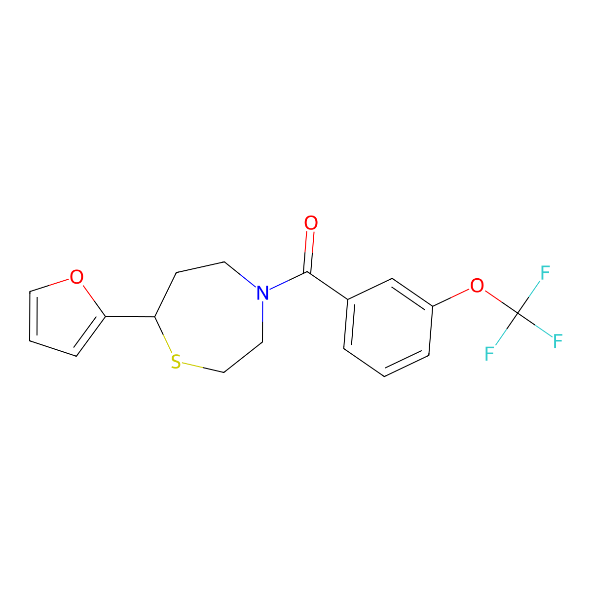 (7-(Furan-2-yl)-1,4-thiazepan-4-yl)(3-(trifluoromethoxy)phenyl)methanone molecular structure, CAS 1705761-88-1