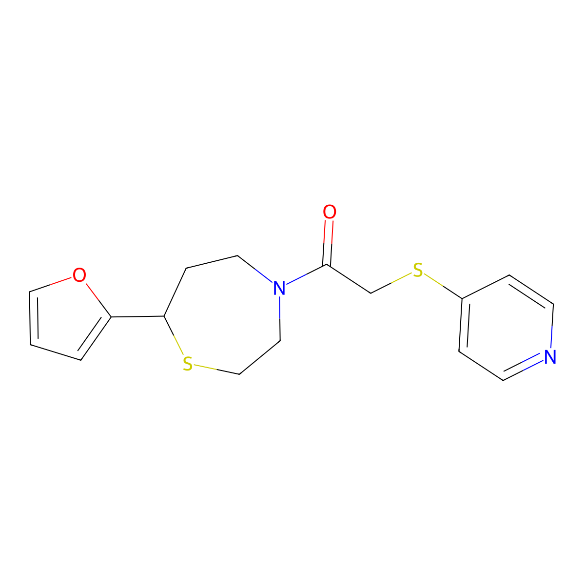 1-(7-(Furan-2-yl)-1,4-thiazepan-4-yl)-2-(pyridin-4-ylthio)ethanone molecular structure, CAS 1705761-92-7