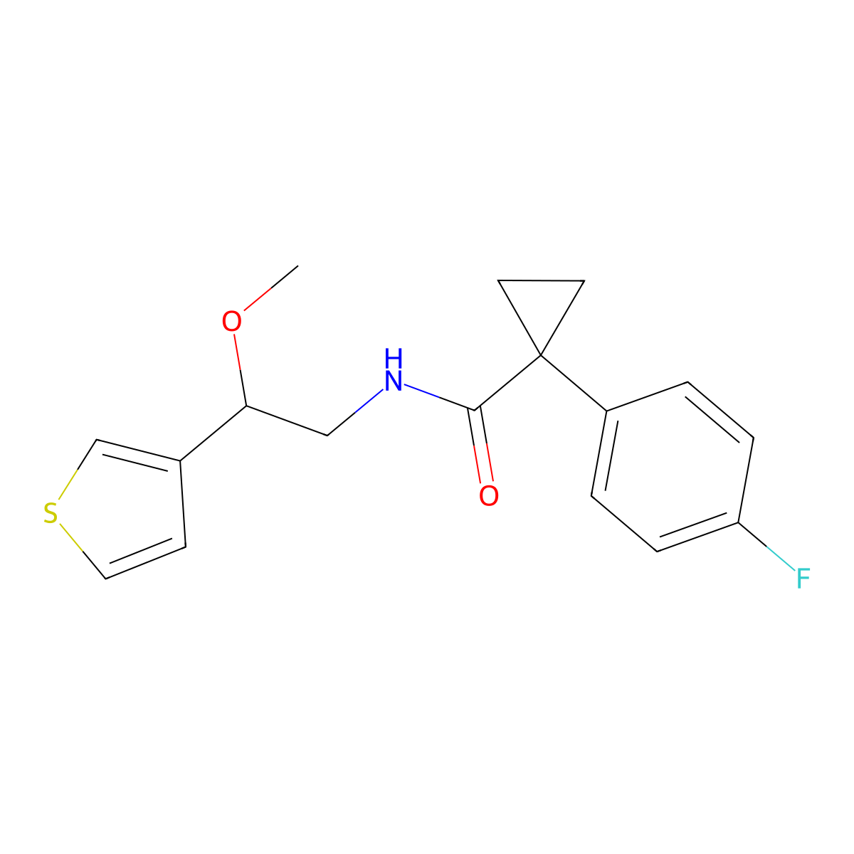 1-(4-fluorophenyl)-N-(2-methoxy-2-(thiophen-3-yl)ethyl)cyclopropanecarboxamide molecular structure, CAS 1705764-10-8