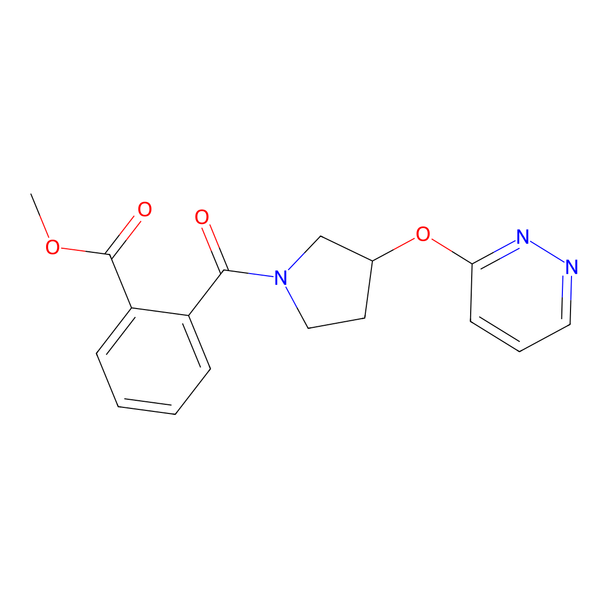 Methyl 2-[3-(pyridazin-3-yloxy)pyrrolidine-1-carbonyl]benzoate molecular structure, CAS 1705764-80-2