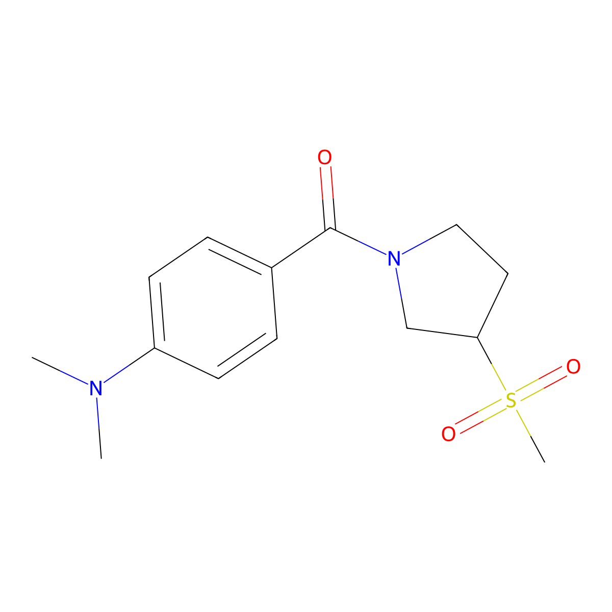 (4-(Dimethylamino)phenyl)(3-(methylsulfonyl)pyrrolidin-1-yl)methanone molecular structure, CAS 1705765-16-7