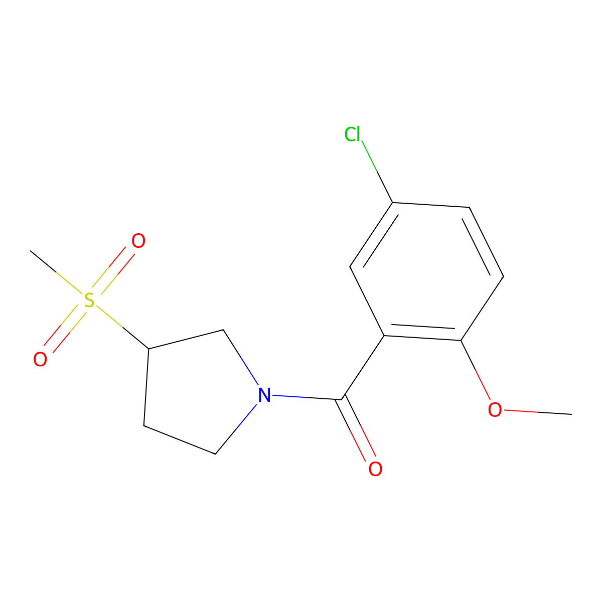 (5-Chloro-2-methoxyphenyl)(3-(methylsulfonyl)pyrrolidin-1-yl)methanone molecular structure, CAS 1705765-74-7