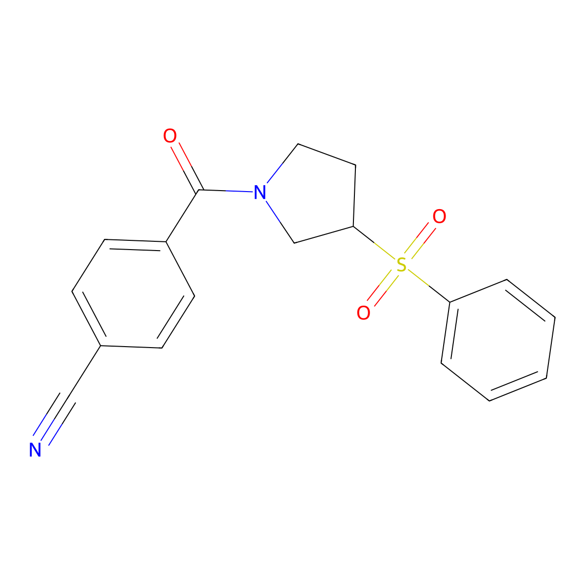 4-(3-(Phenylsulfonyl)pyrrolidine-1-carbonyl)benzonitrile molecular structure, CAS 1705767-94-7