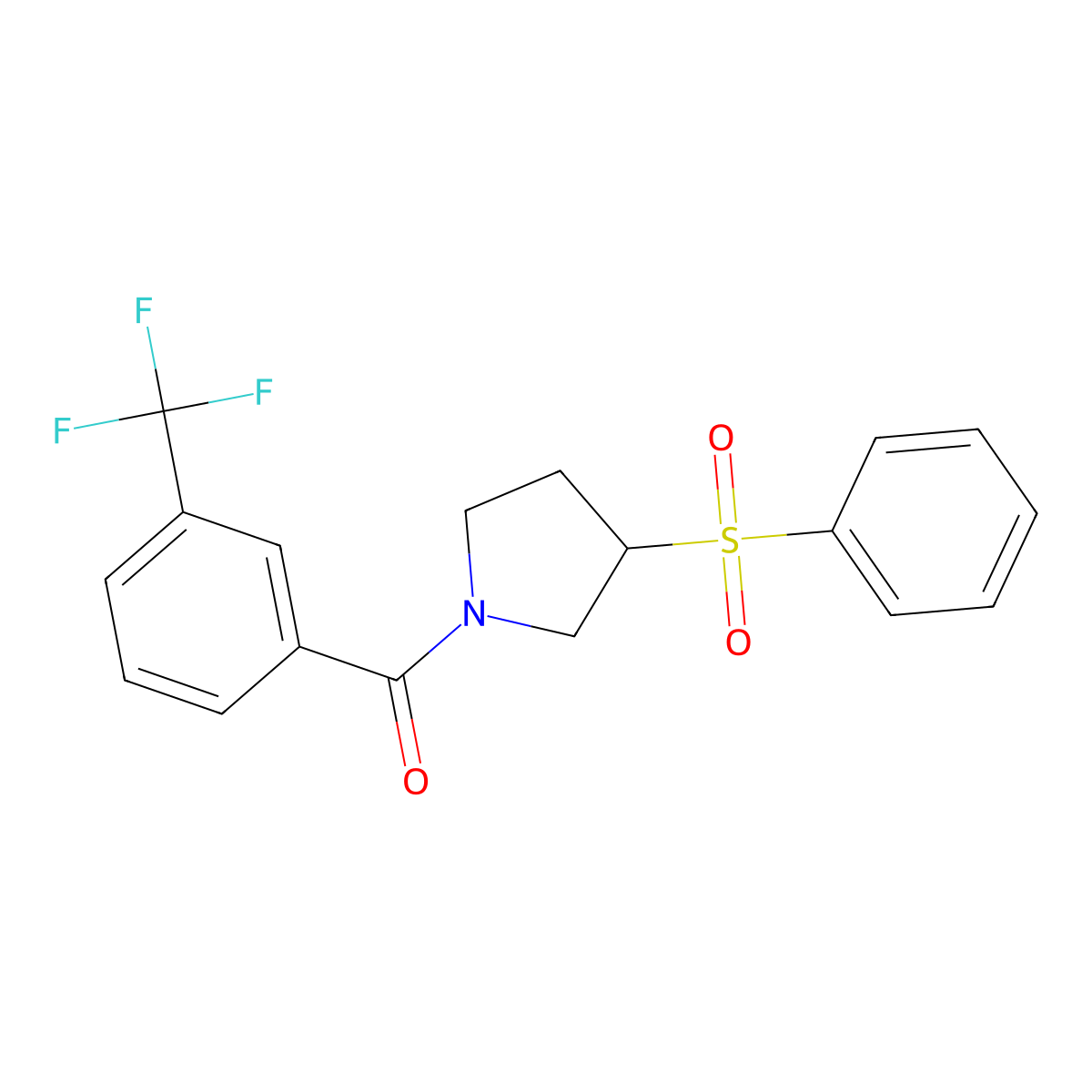 3-(Benzenesulfonyl)-1-[3-(trifluoromethyl)benzoyl]pyrrolidine molecular structure, CAS 1705768-68-8
