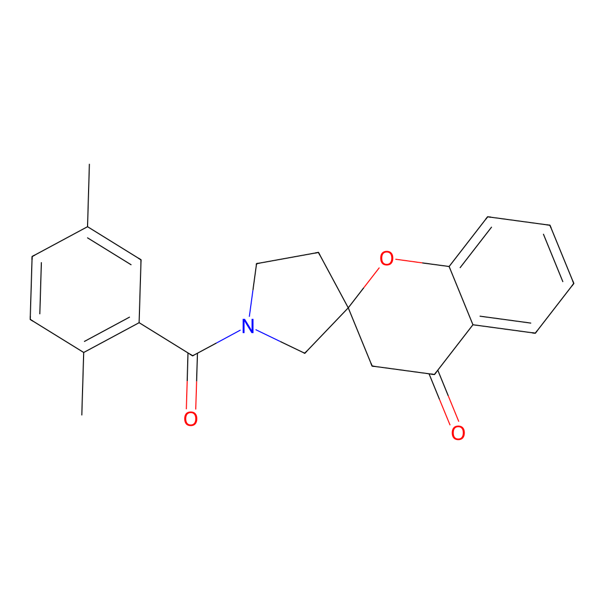 1'-(2,5-Dimethylbenzoyl)-3,4-dihydrospiro[1-benzopyran-2,3'-pyrrolidine]-4-one molecular structure, CAS 1705768-80-4