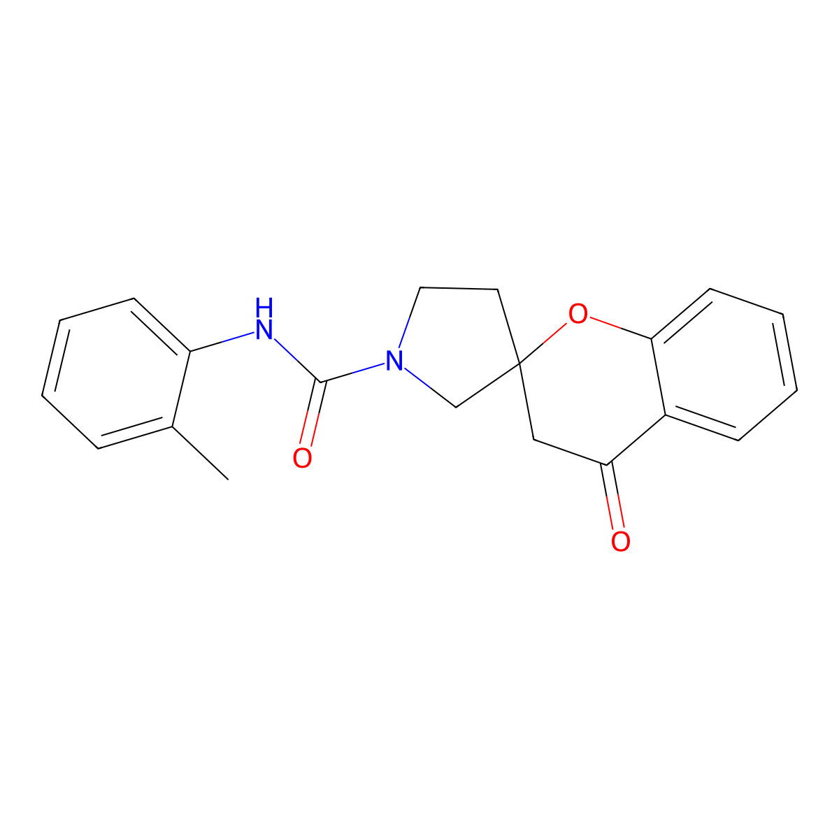 N-(2-methylphenyl)-4-oxo-3,4-dihydrospiro[1-benzopyran-2,3'-pyrrolidine]-1'-carboxamide molecular structure, CAS 1705769-58-9