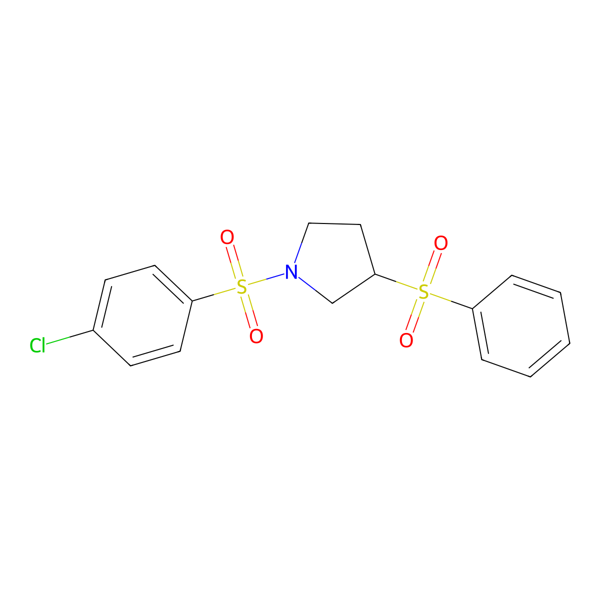 3-(Benzenesulfonyl)-1-(4-chlorobenzenesulfonyl)pyrrolidine molecular structure, CAS 1705769-75-0