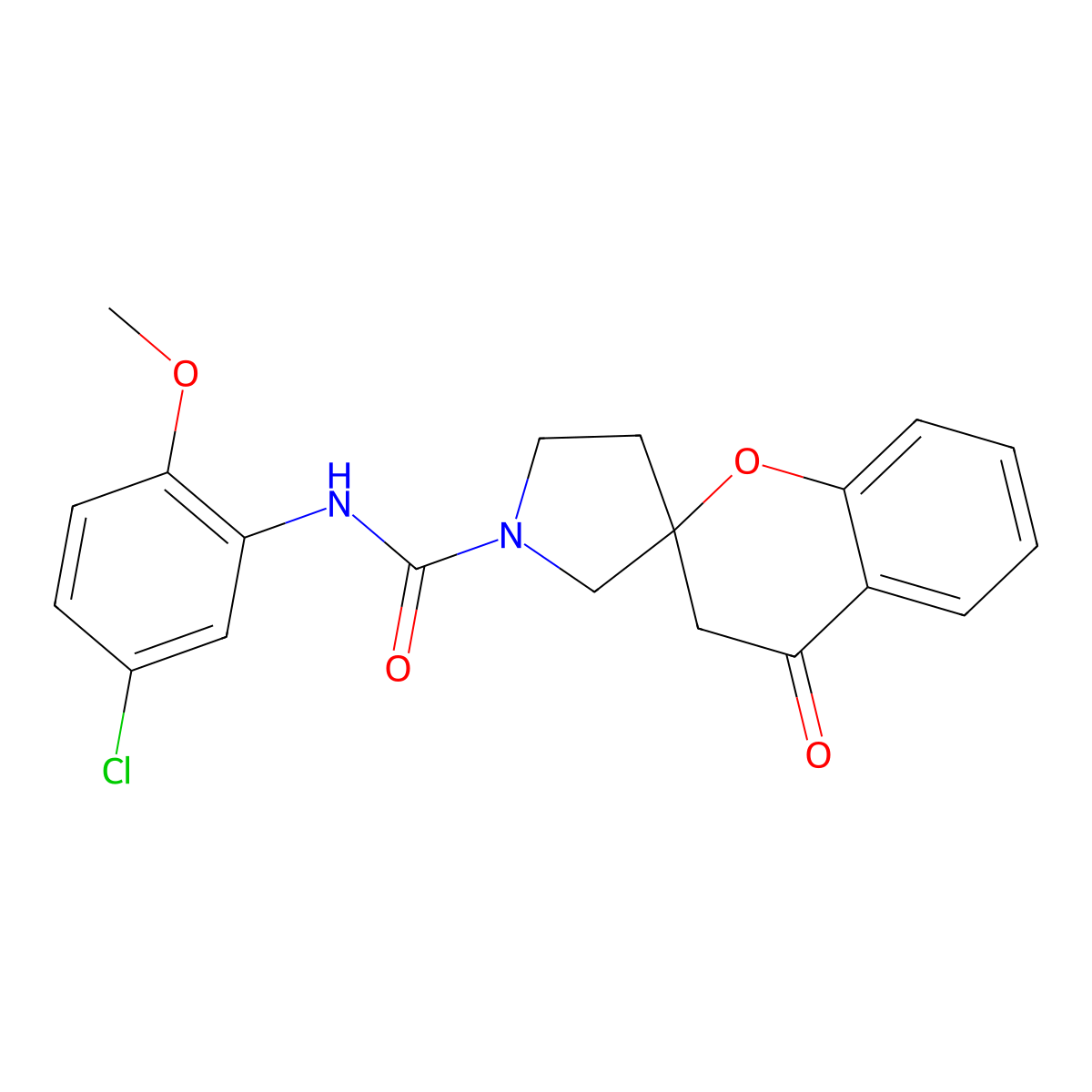 N-(5-chloro-2-methoxyphenyl)-4-oxo-3,4-dihydrospiro[1-benzopyran-2,3'-pyrrolidine]-1'-carboxamide molecular structure, CAS 1705769-85-2