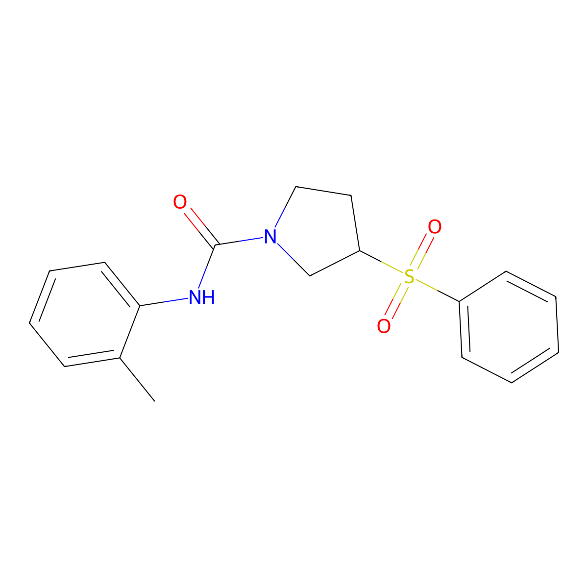 3-(phenylsulfonyl)-N-(o-tolyl)pyrrolidine-1-carboxamide molecular structure, CAS 1705770-64-4