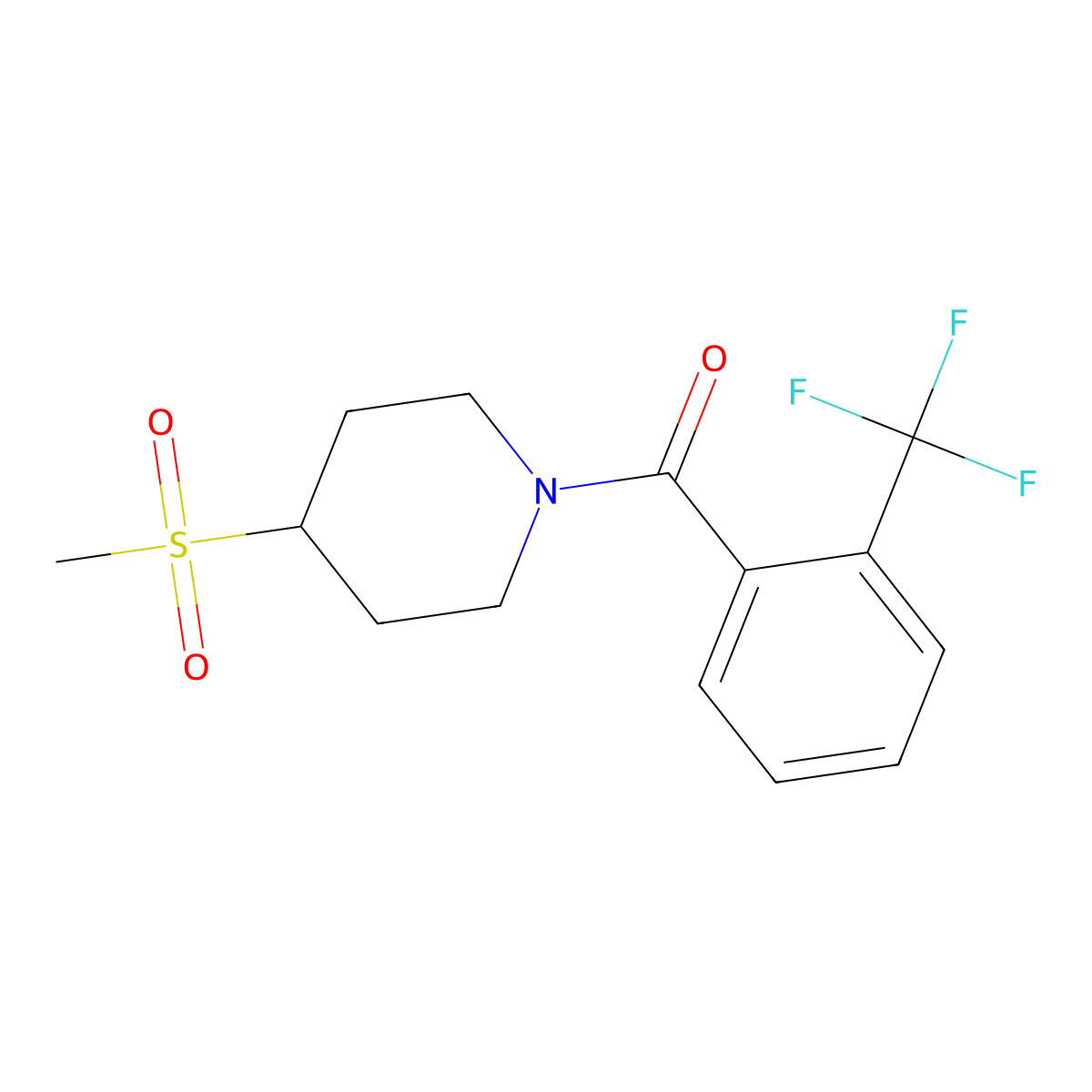 (4-(Methylsulfonyl)piperidin-1-yl)(2-(trifluoromethyl)phenyl)methanone molecular structure, CAS 1705771-93-2