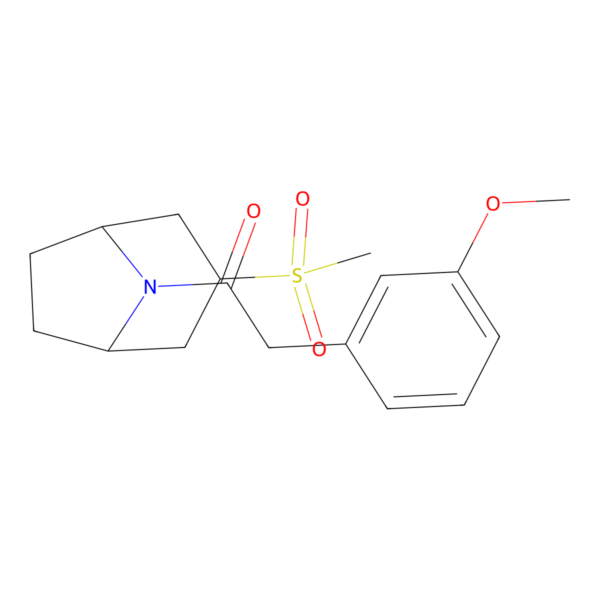 2-(3-methoxyphenyl)-1-((1R,5S)-3-(methylsulfonyl)-8-azabicyclo[3.2.1]octan-8-yl)ethanone molecular structure, CAS 1705781-66-3