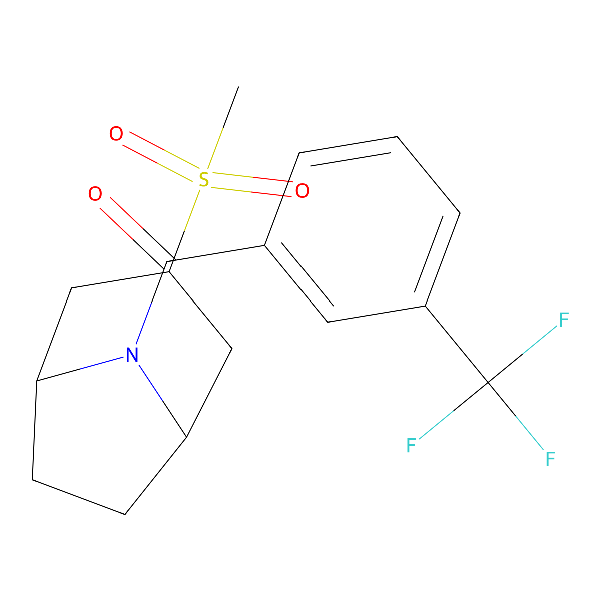 ((1R,5S)-3-(methylsulfonyl)-8-azabicyclo[3.2.1]octan-8-yl)(3-(trifluoromethyl)phenyl)methanone molecular structure, CAS 1705781-82-3