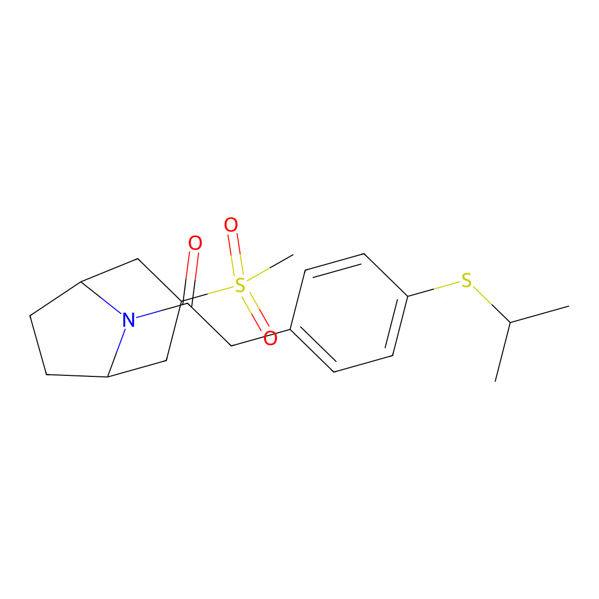 2-(4-(isopropylthio)phenyl)-1-((1R,5S)-3-(methylsulfonyl)-8-azabicyclo[3.2.1]octan-8-yl)ethanone molecular structure, CAS 1705782-08-6