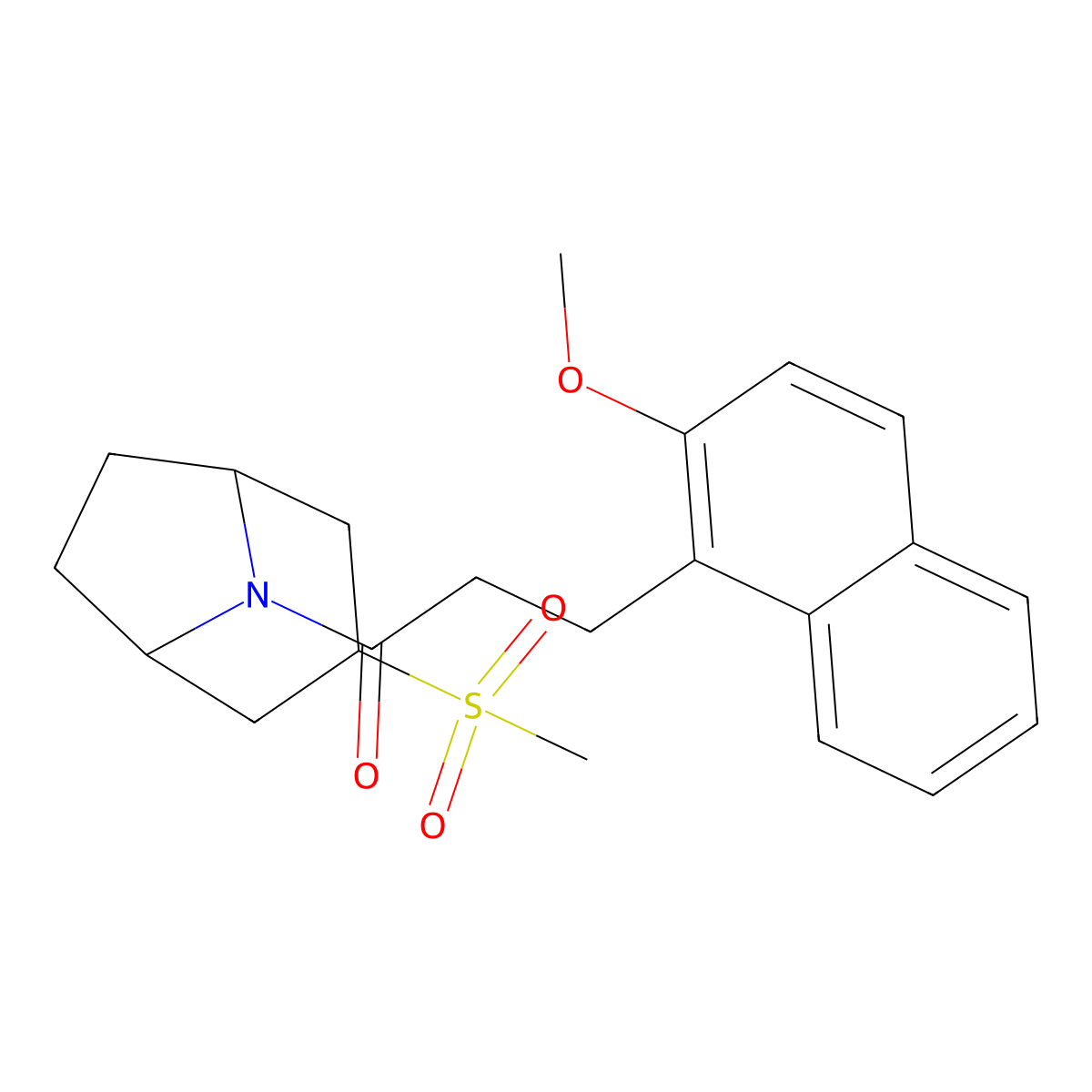 3-(2-methoxynaphthalen-1-yl)-1-((1R,5S)-3-(methylsulfonyl)-8-azabicyclo[3.2.1]octan-8-yl)propan-1-one molecular structure, CAS 1705783-56-7