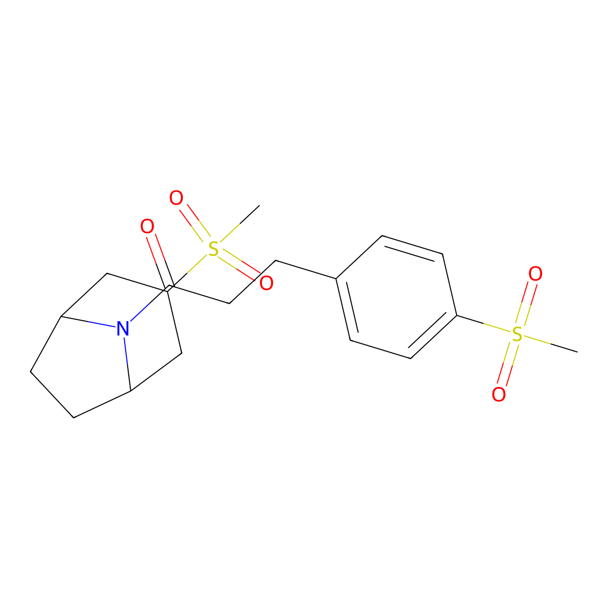 1-((1R,5S)-3-(methylsulfonyl)-8-azabicyclo[3.2.1]octan-8-yl)-3-(4-(methylsulfonyl)phenyl)propan-1-one molecular structure, CAS 1705783-74-9