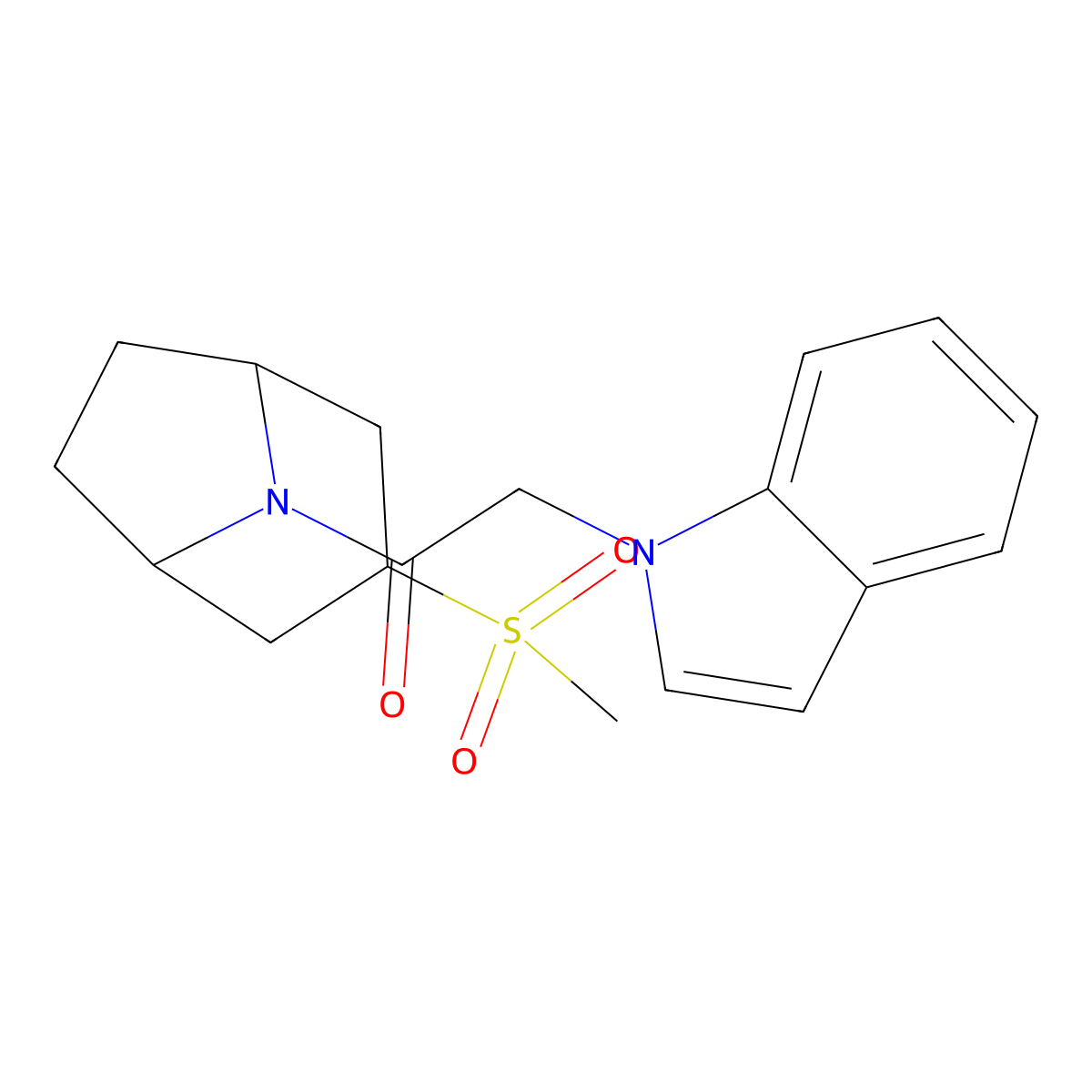 2-(1H-indol-1-yl)-1-((1R,5S)-3-(methylsulfonyl)-8-azabicyclo[3.2.1]octan-8-yl)ethanone molecular structure, CAS 1705784-67-3