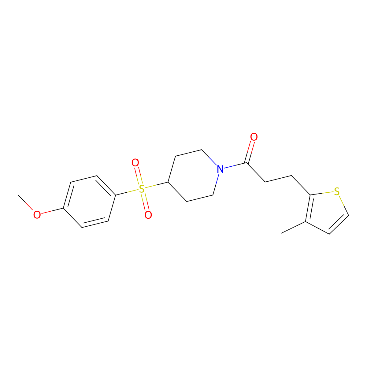 1-(4-((4-Methoxyphenyl)sulfonyl)piperidin-1-yl)-3-(3-methylthiophen-2-yl)propan-1-one molecular structure, CAS 1705786-21-5