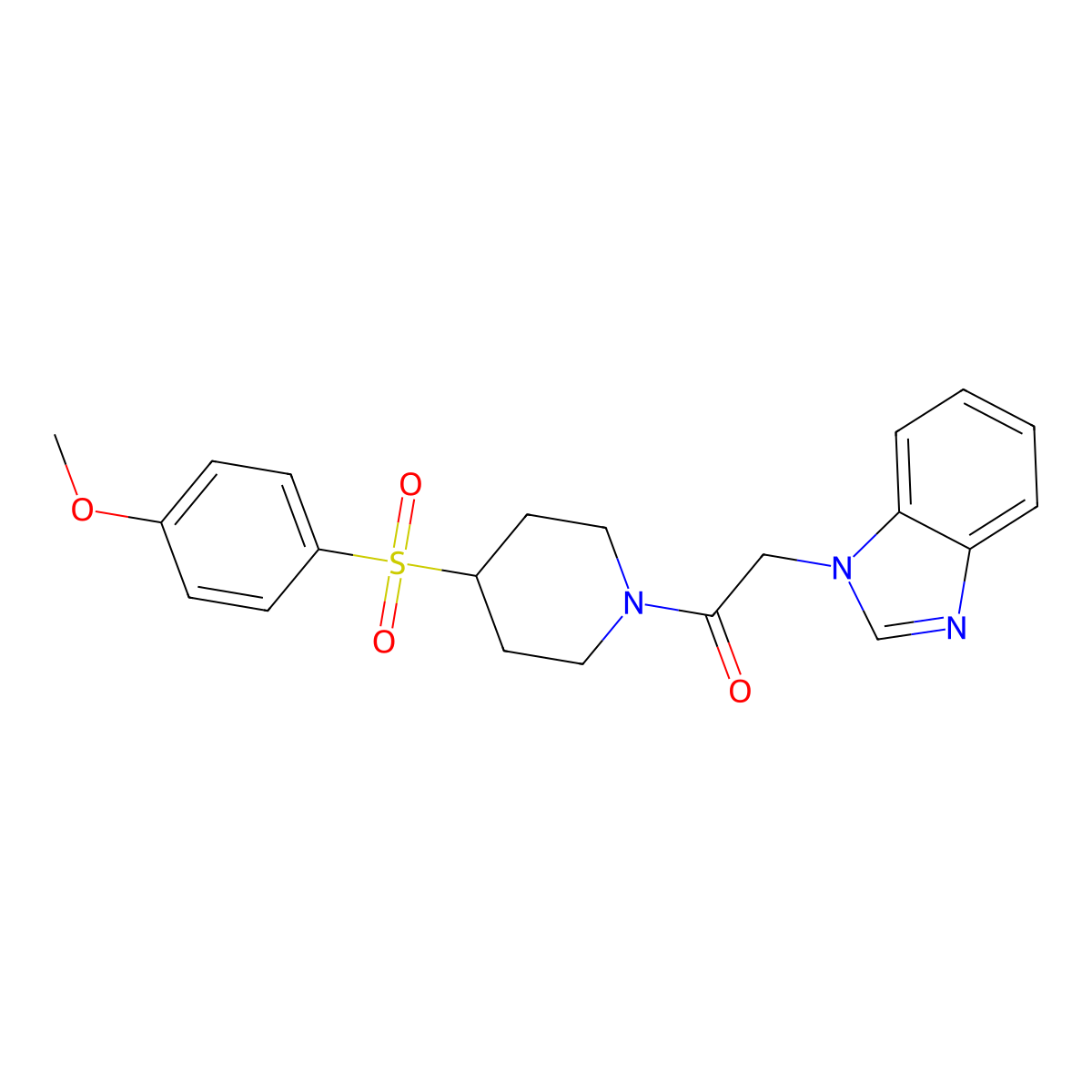 2-(1H-1,3-benzodiazol-1-yl)-1-[4-(4-methoxybenzenesulfonyl)piperidin-1-yl]ethan-1-one molecular structure, CAS 1705786-87-3