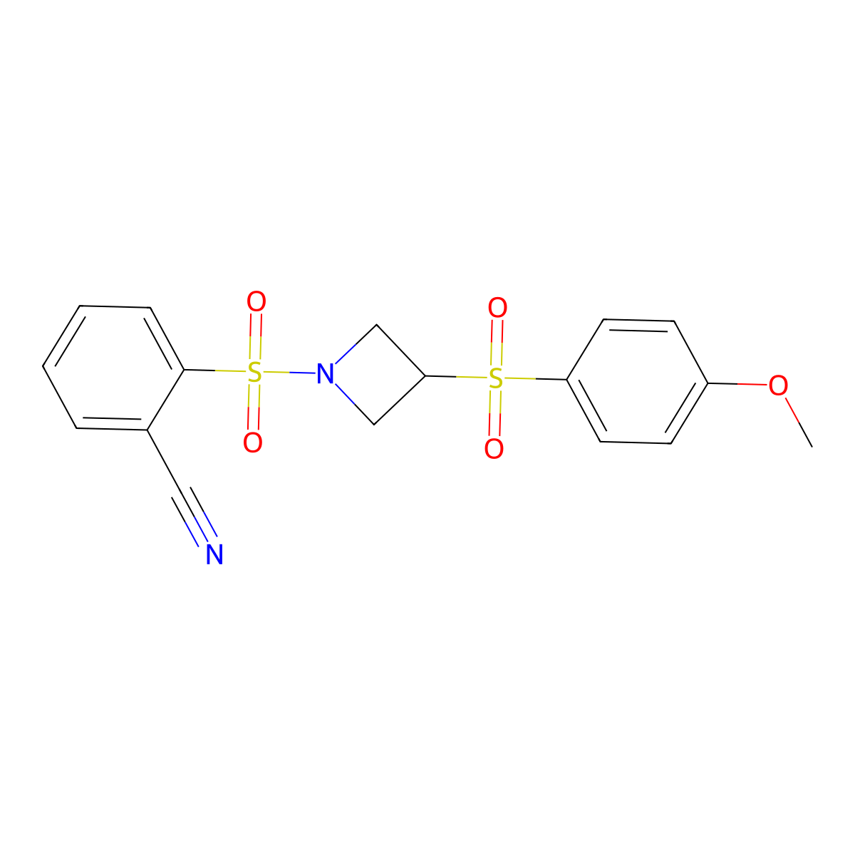 2-{[3-(4-Methoxybenzenesulfonyl)azetidin-1-yl]sulfonyl}benzonitrile molecular structure, CAS 1705787-21-8