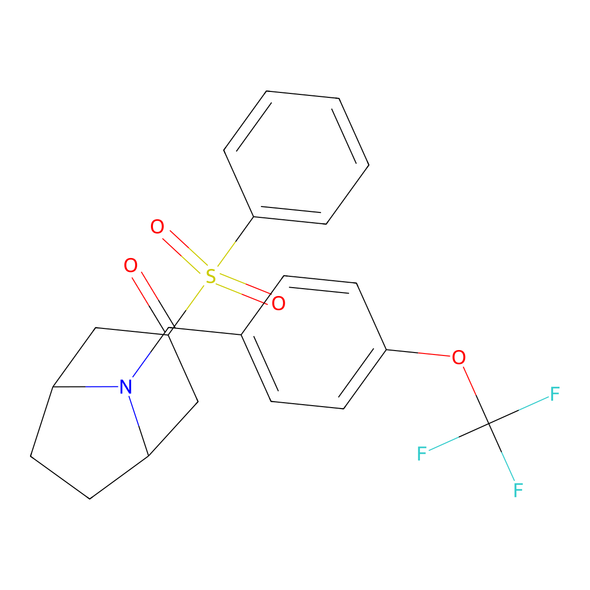 ((1R,5S)-3-(phenylsulfonyl)-8-azabicyclo[3.2.1]octan-8-yl)(4-(trifluoromethoxy)phenyl)methanone molecular structure, CAS 1705788-38-0
