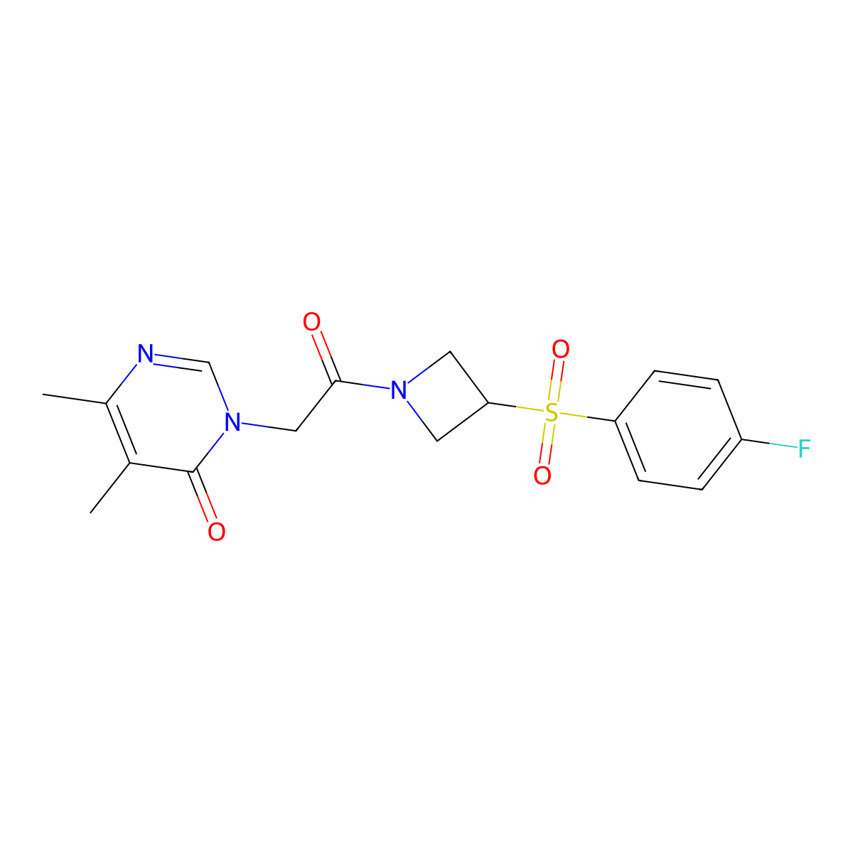 3-(2-(3-((4-fluorophenyl)sulfonyl)azetidin-1-yl)-2-oxoethyl)-5,6-dimethylpyrimidin-4(3H)-one molecular structure, CAS 1705791-02-1