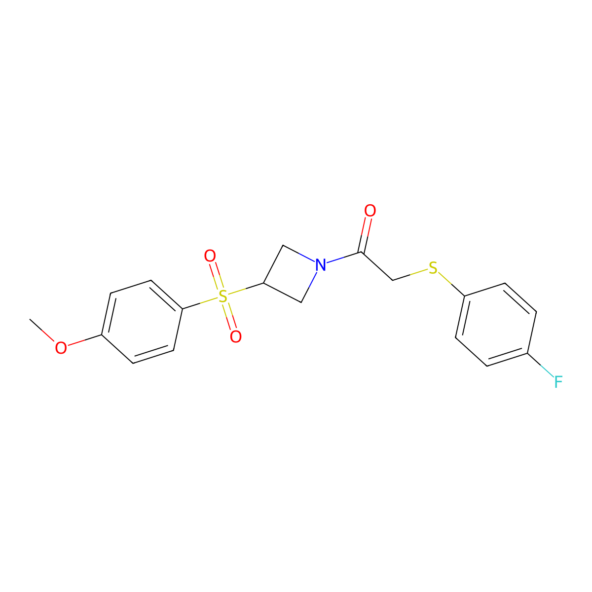 2-((4-Fluorophenyl)thio)-1-(3-((4-methoxyphenyl)sulfonyl)azetidin-1-yl)ethanone molecular structure, CAS 1705792-09-1