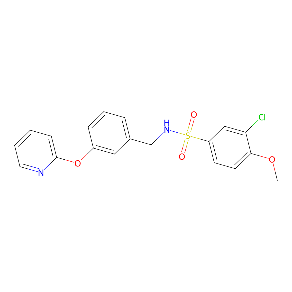 3-chloro-4-methoxy-N-(3-(pyridin-2-yloxy)benzyl)benzenesulfonamide molecular structure, CAS 1705796-37-7