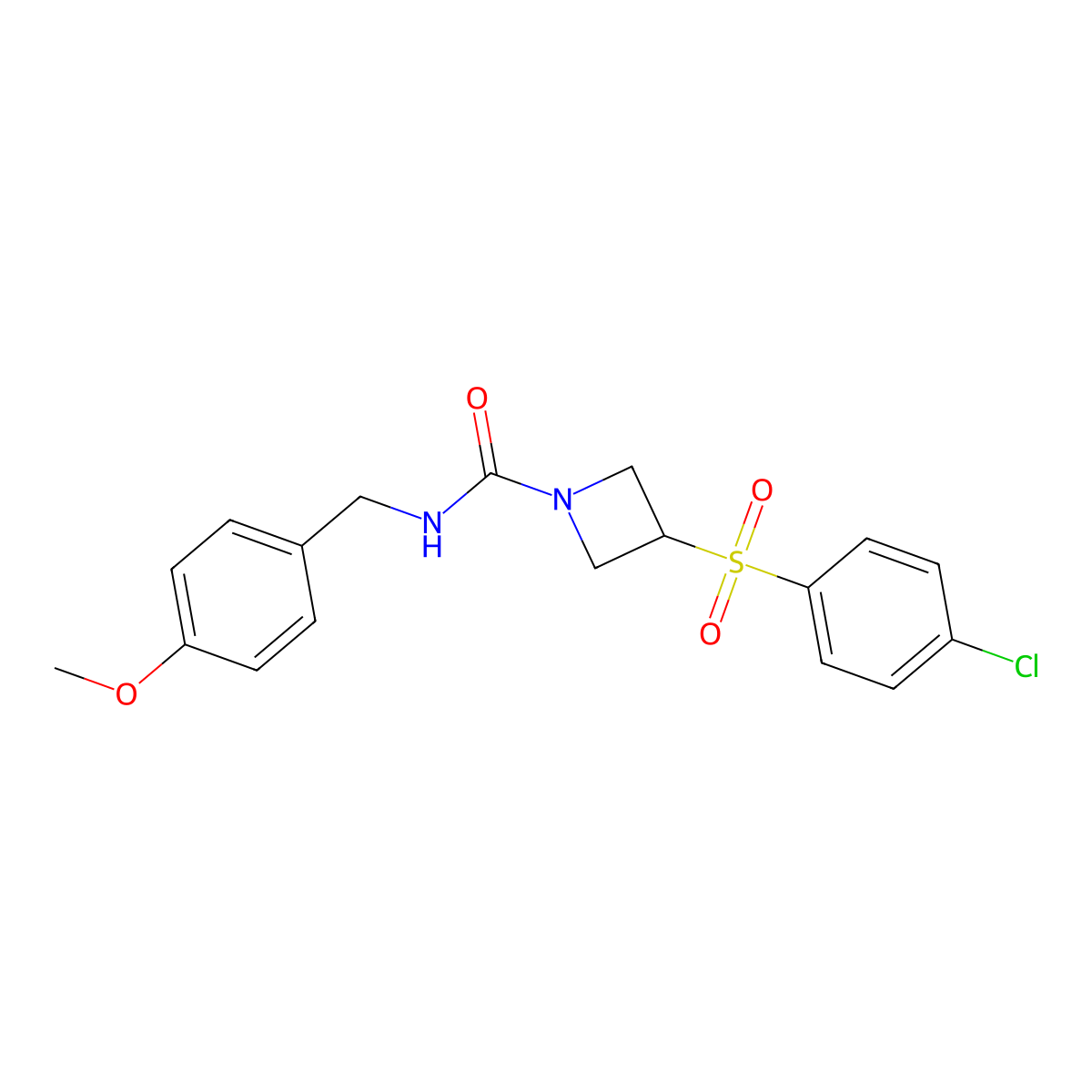 3-((4-chlorophenyl)sulfonyl)-N-(4-methoxybenzyl)azetidine-1-carboxamide molecular structure, CAS 1705799-42-3