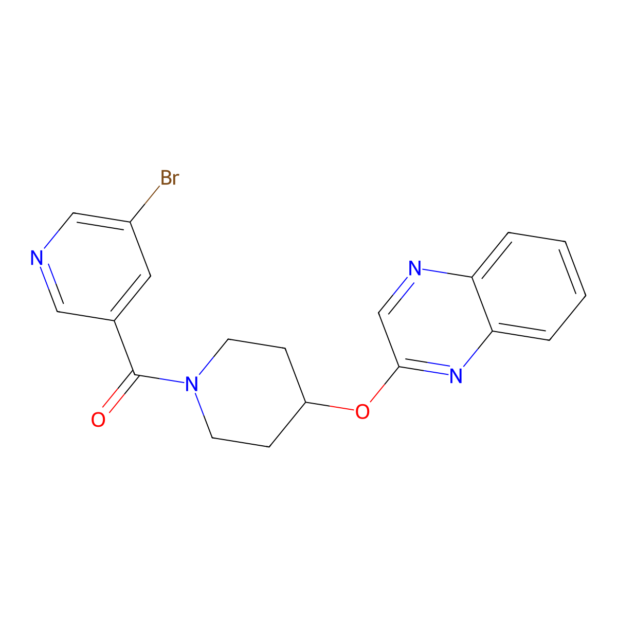 2-{[1-(5-Bromopyridine-3-carbonyl)piperidin-4-yl]oxy}quinoxaline molecular structure, CAS 1705799-49-0