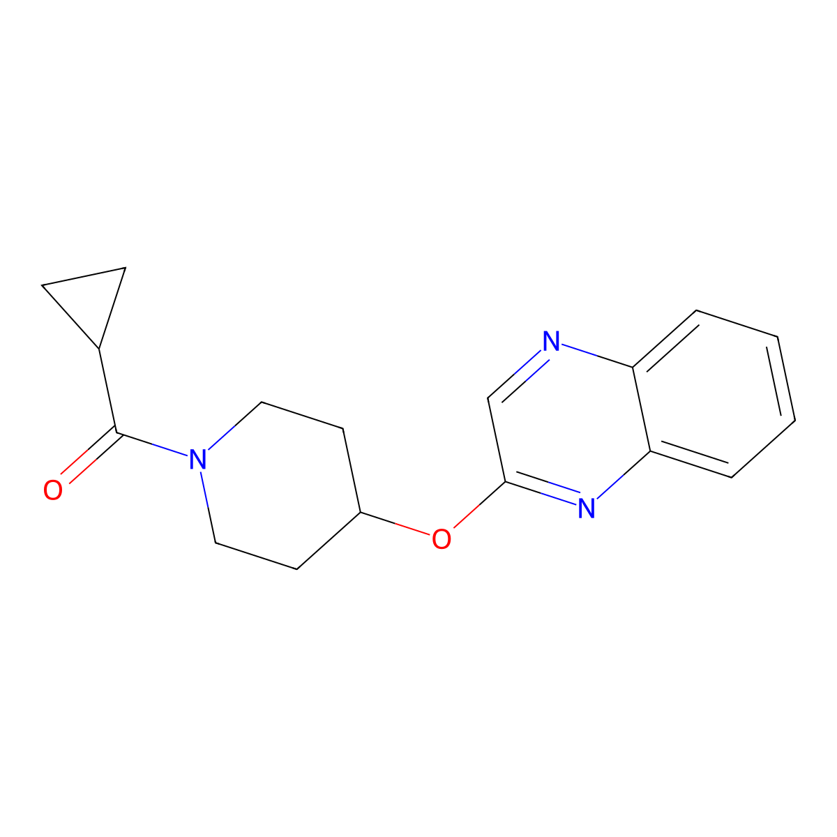 2-[(1-Cyclopropanecarbonylpiperidin-4-yl)oxy]quinoxaline molecular structure, CAS 1705799-84-3