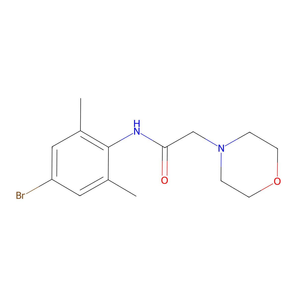 4-Morpholineaceto-2',6'-xylidide, 4'-bromo- molecular structure, CAS 17058-67-2