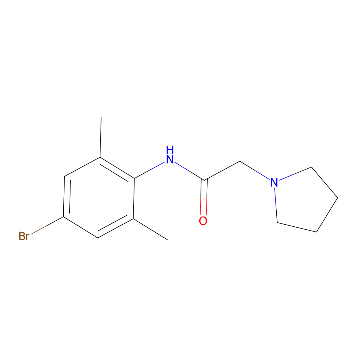1-Pyrrolidineaceto-2',6'-xylidide, 4'-bromo- molecular structure, CAS 17058-68-3