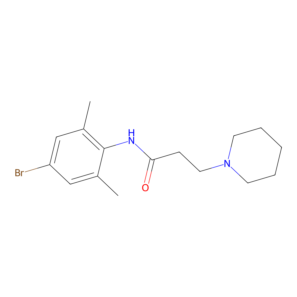 1-Piperidinepropiono-2',6'-xylidide, 4'-bromo- molecular structure, CAS 17058-70-7