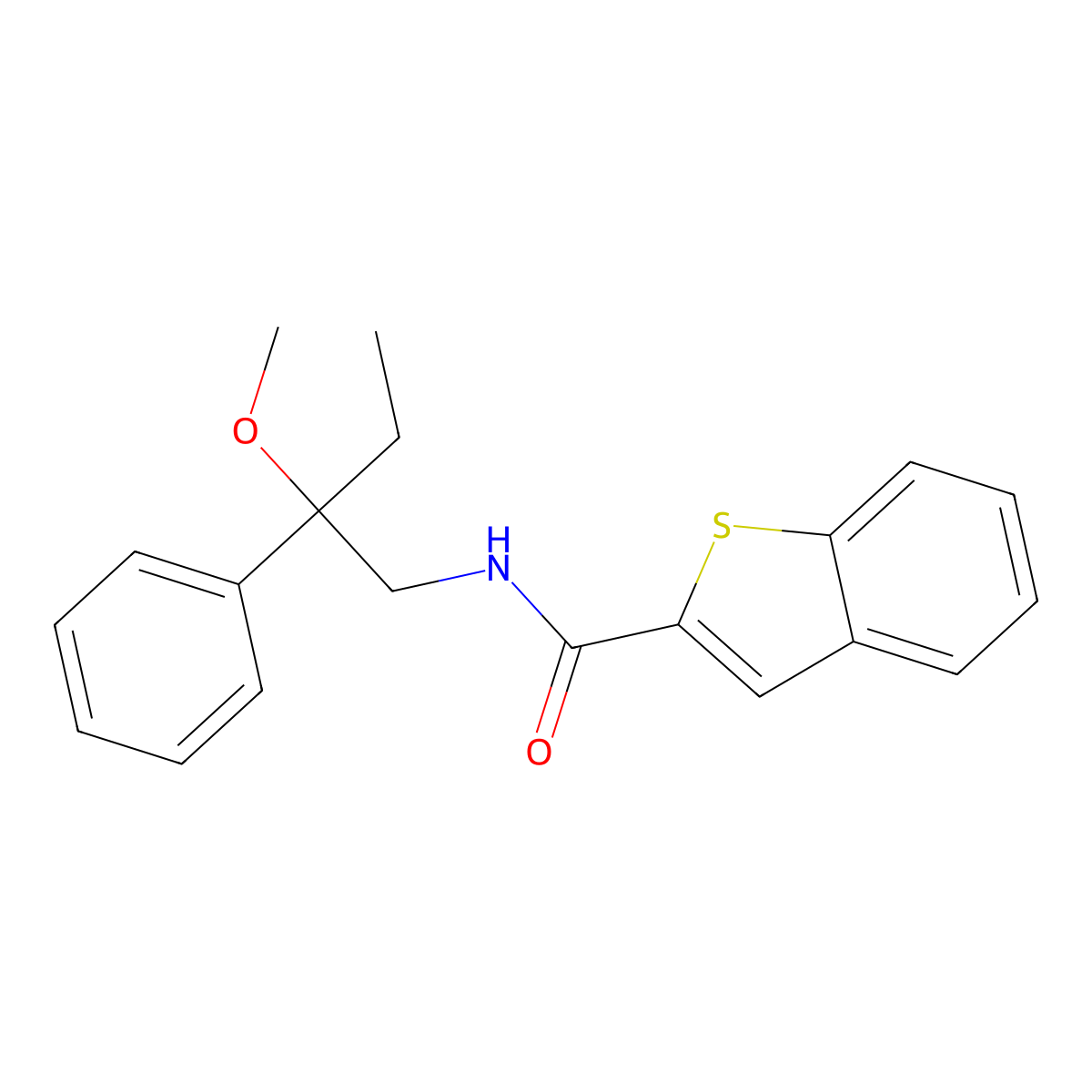 N-(2-methoxy-2-phenylbutyl)-1-benzothiophene-2-carboxamide molecular structure, CAS 1705803-39-9
