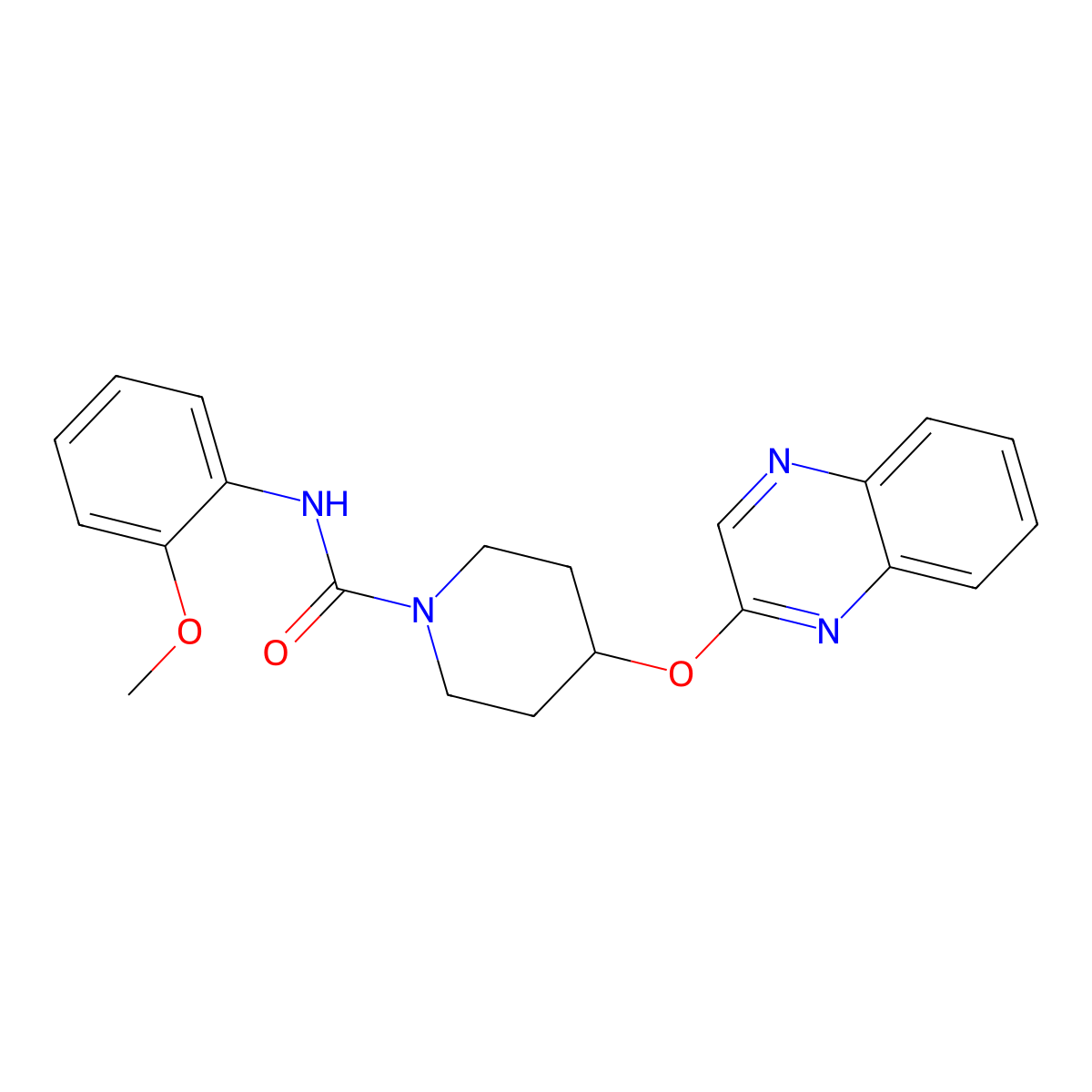 N-(2-methoxyphenyl)-4-(quinoxalin-2-yloxy)piperidine-1-carboxamide molecular structure, CAS 1705804-02-9