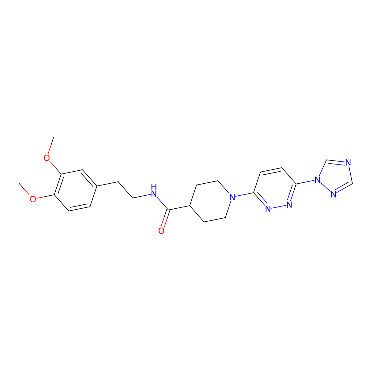 1-(6-(1H-1,2,4-triazol-1-yl)pyridazin-3-yl)-N-(3,4-dimethoxyphenethyl)piperidine-4-carboxamide molecular structure, CAS 1705809-91-1
