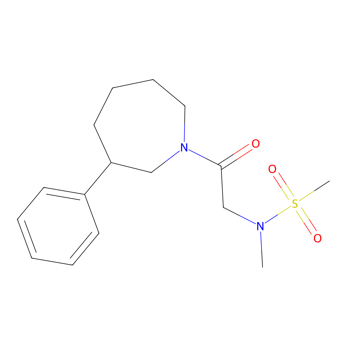 N-methyl-N-[2-oxo-2-(3-phenylazepan-1-yl)ethyl]methanesulfonamide molecular structure, CAS 1705813-41-7