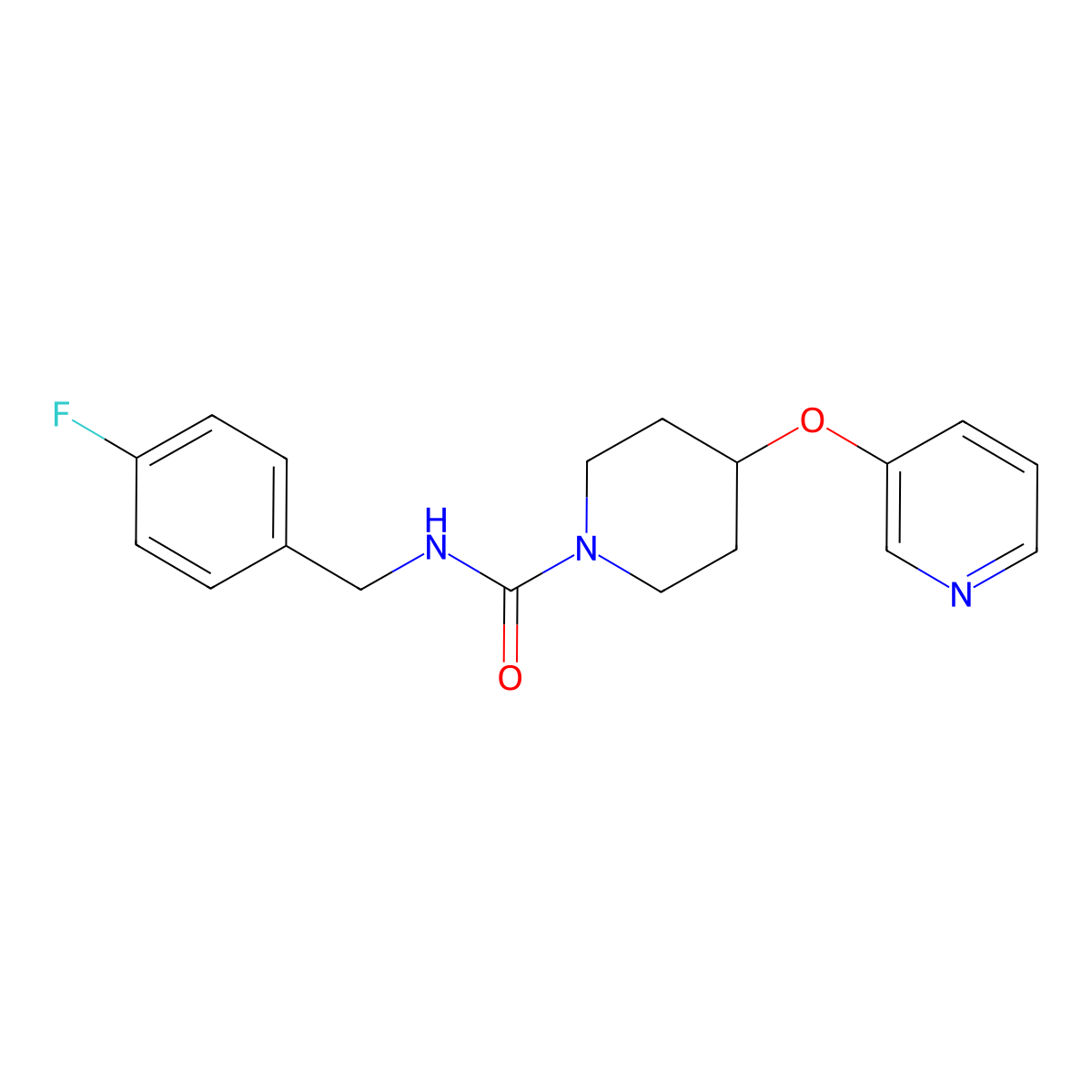 N-(4-fluorobenzyl)-4-(pyridin-3-yloxy)piperidine-1-carboxamide molecular structure, CAS 1705826-20-5