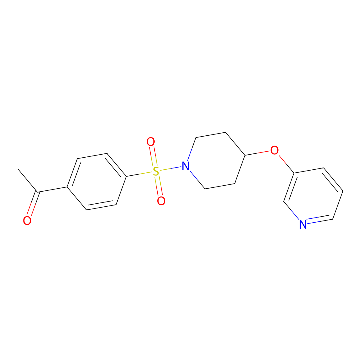 1-(4-((4-(Pyridin-3-yloxy)piperidin-1-yl)sulfonyl)phenyl)ethanone molecular structure, CAS 1705826-72-7