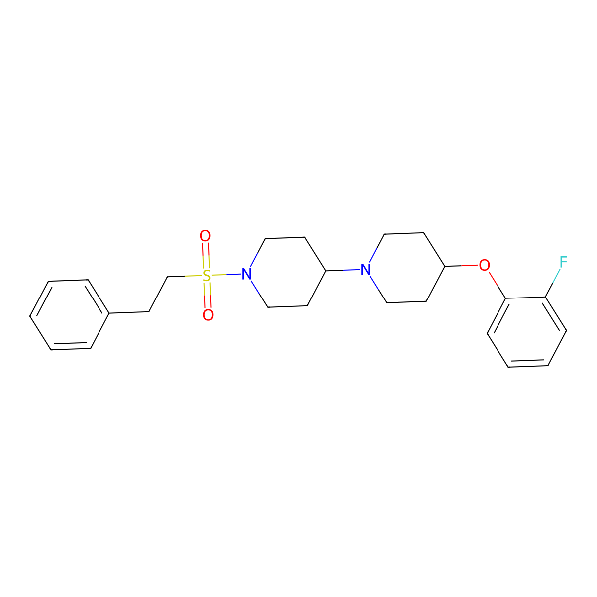 4-(2-Fluorophenoxy)-1'-(phenethylsulfonyl)-1,4'-bipiperidine molecular structure, CAS 1705828-50-7