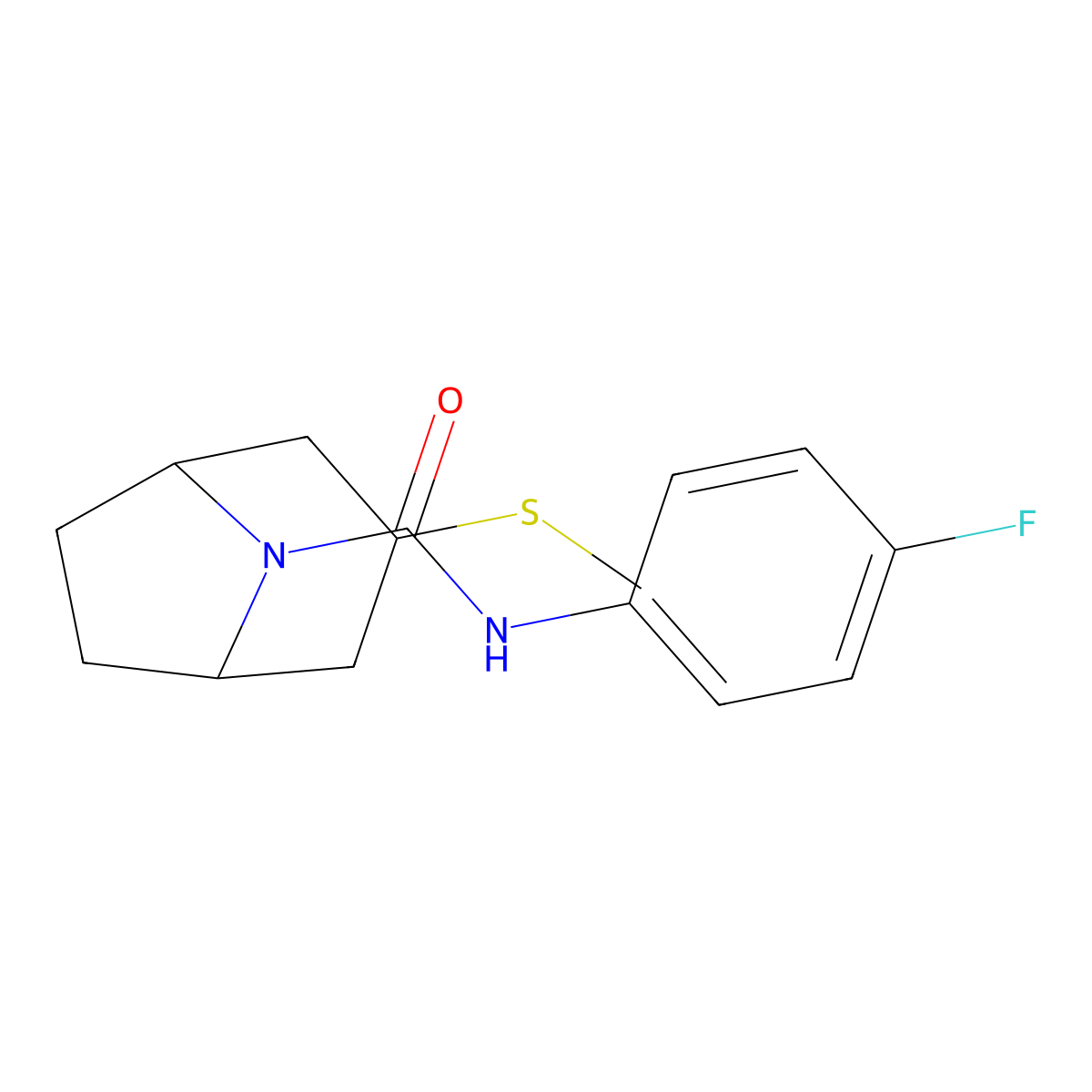 (1R,5S)-N-(4-fluorophenyl)-3-(methylthio)-8-azabicyclo[3.2.1]octane-8-carboxamide molecular structure, CAS 1705832-63-8