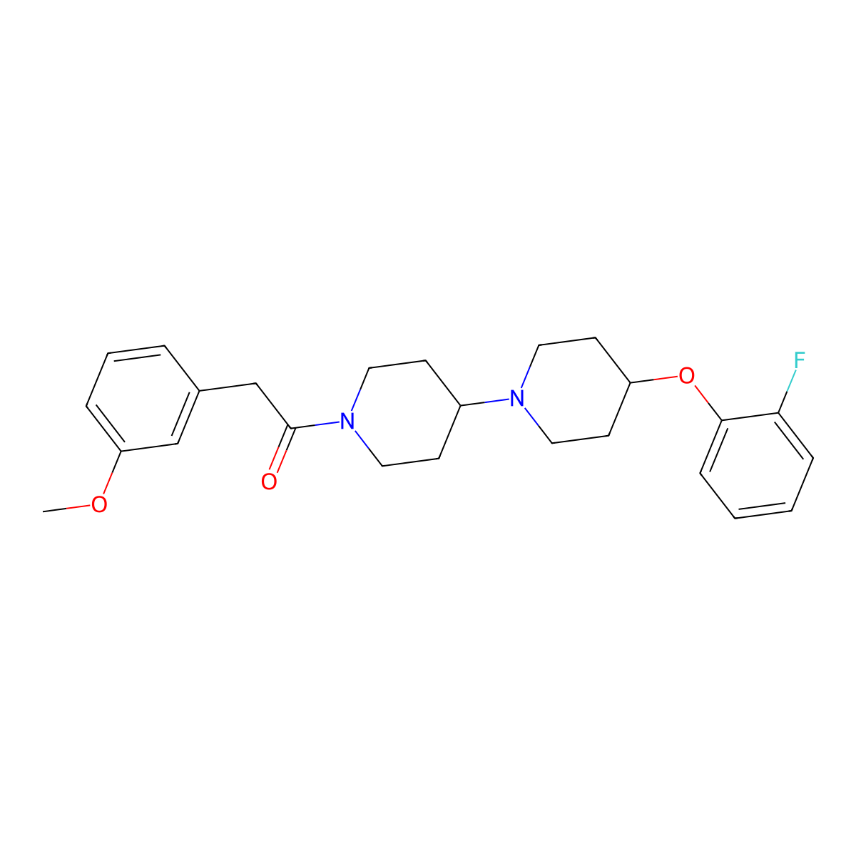 1-(4-(2-Fluorophenoxy)-[1,4'-bipiperidin]-1'-yl)-2-(3-methoxyphenyl)ethan-1-one molecular structure, CAS 1705836-84-5