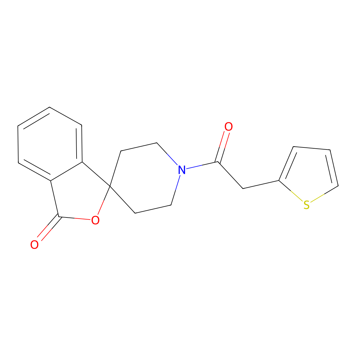 1'-[2-(thiophen-2-yl)acetyl]-3H-spiro[2-benzofuran-1,4'-piperidine]-3-one molecular structure, CAS 1705837-39-3