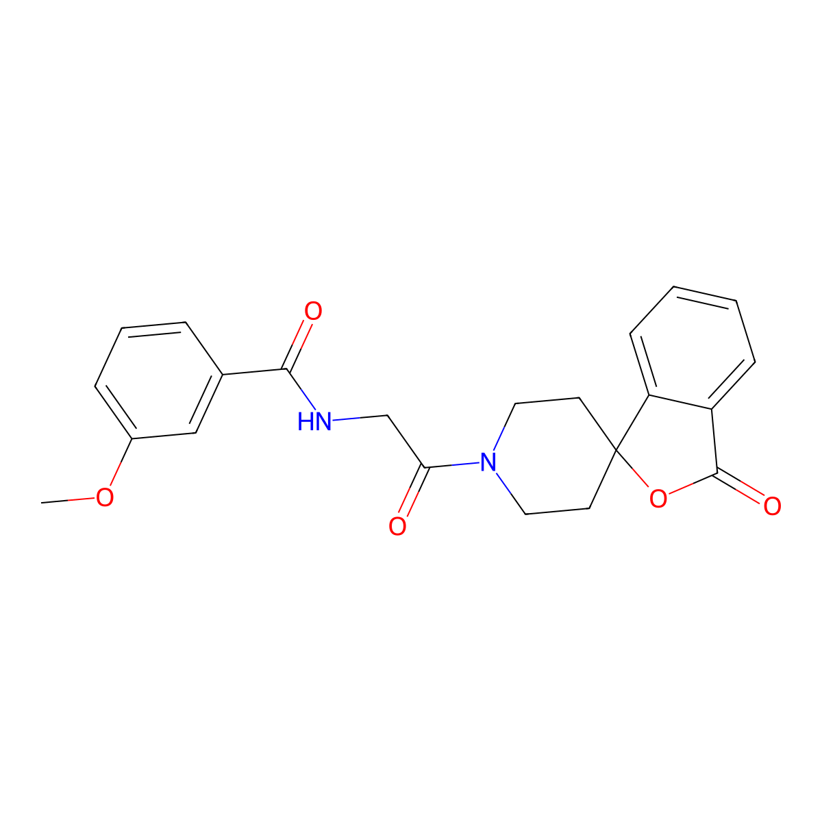 3-methoxy-N-(2-oxo-2-{3-oxo-3H-spiro[2-benzofuran-1,4'-piperidine]-1'-yl}ethyl)benzamide molecular structure, CAS 1705837-60-0