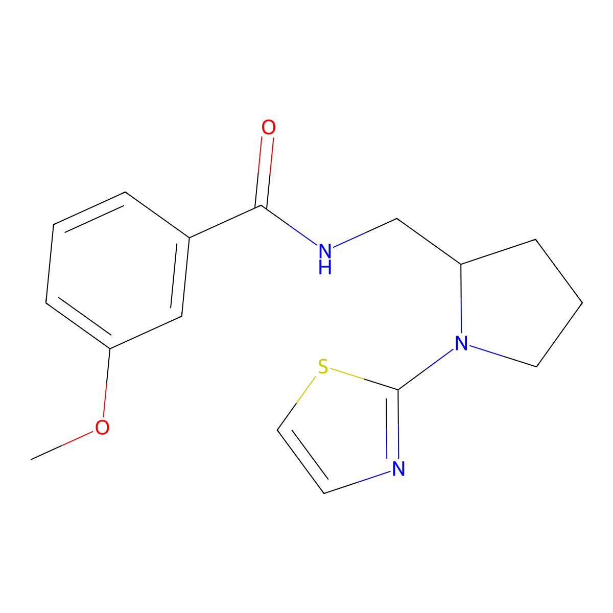 3-methoxy-N-((1-(thiazol-2-yl)pyrrolidin-2-yl)methyl)benzamide molecular structure, CAS 1705837-74-6