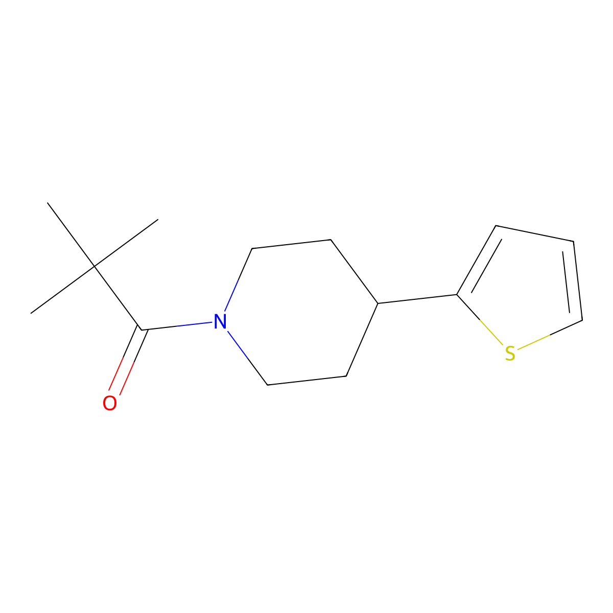 2,2-Dimethyl-1-(4-(thiophen-2-yl)piperidin-1-yl)propan-1-one molecular structure, CAS 1705838-49-8