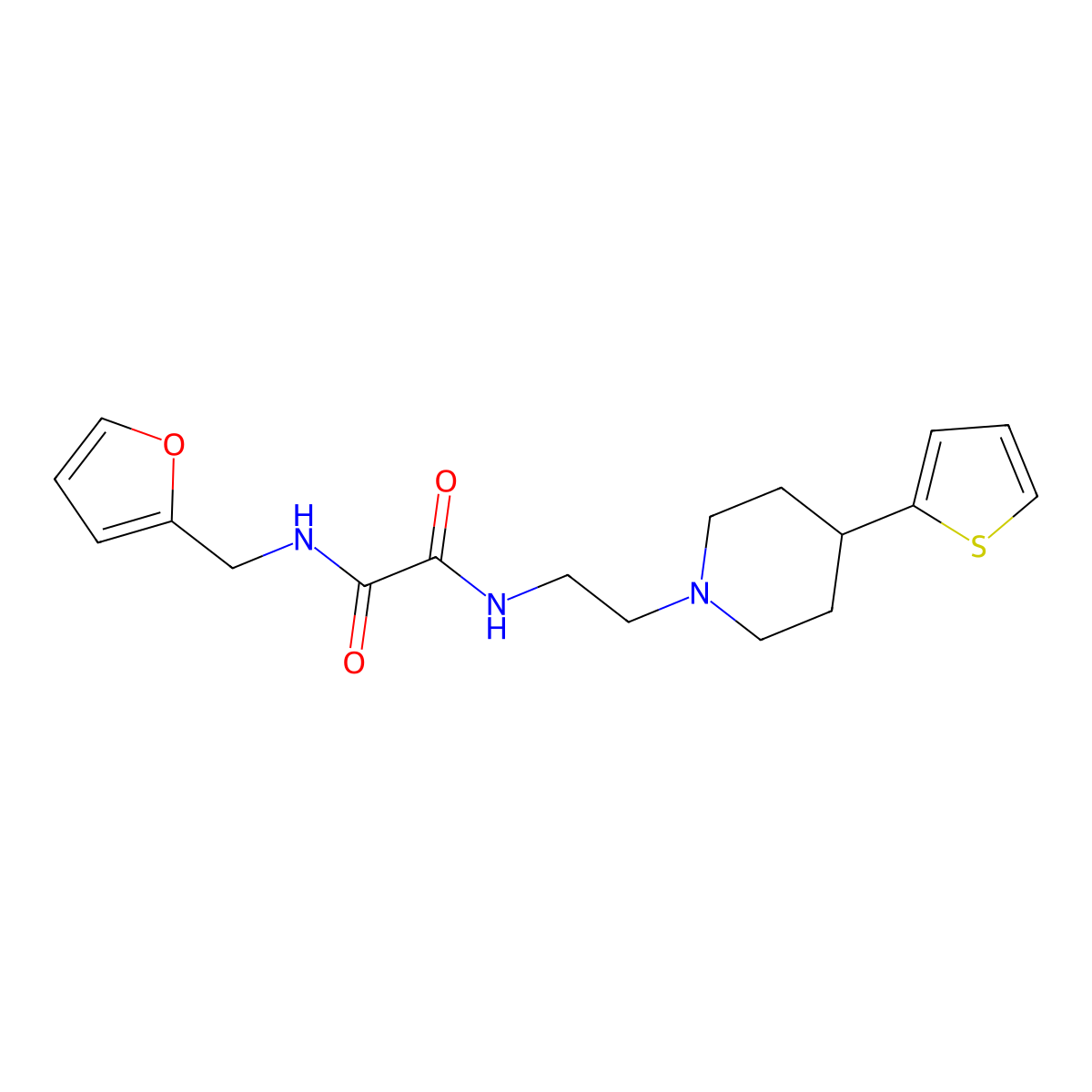 N1-(furan-2-ylmethyl)-N2-(2-(4-(thiophen-2-yl)piperidin-1-yl)ethyl)oxalamide molecular structure, CAS 1705838-75-0