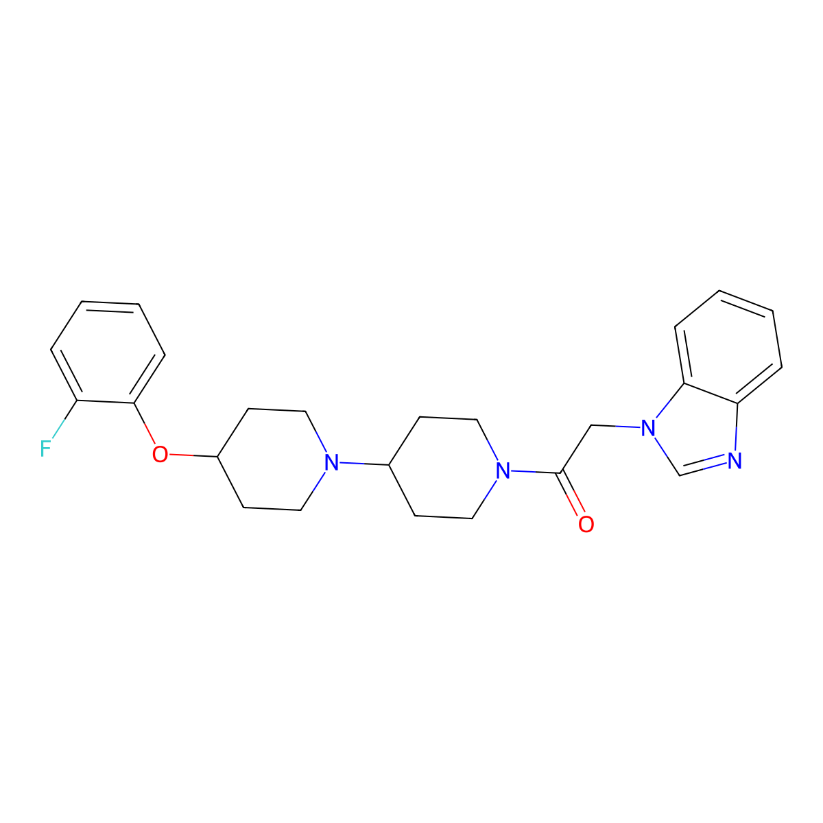 2-(1H-benzo[d]imidazol-1-yl)-1-(4-(2-fluorophenoxy)-[1,4'-bipiperidin]-1'-yl)ethanone molecular structure, CAS 1705838-81-8