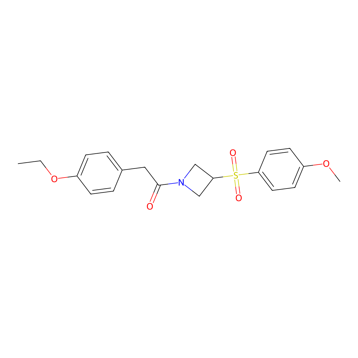 2-(4-Ethoxyphenyl)-1-(3-((4-methoxyphenyl)sulfonyl)azetidin-1-yl)ethanone molecular structure, CAS 1705845-17-5