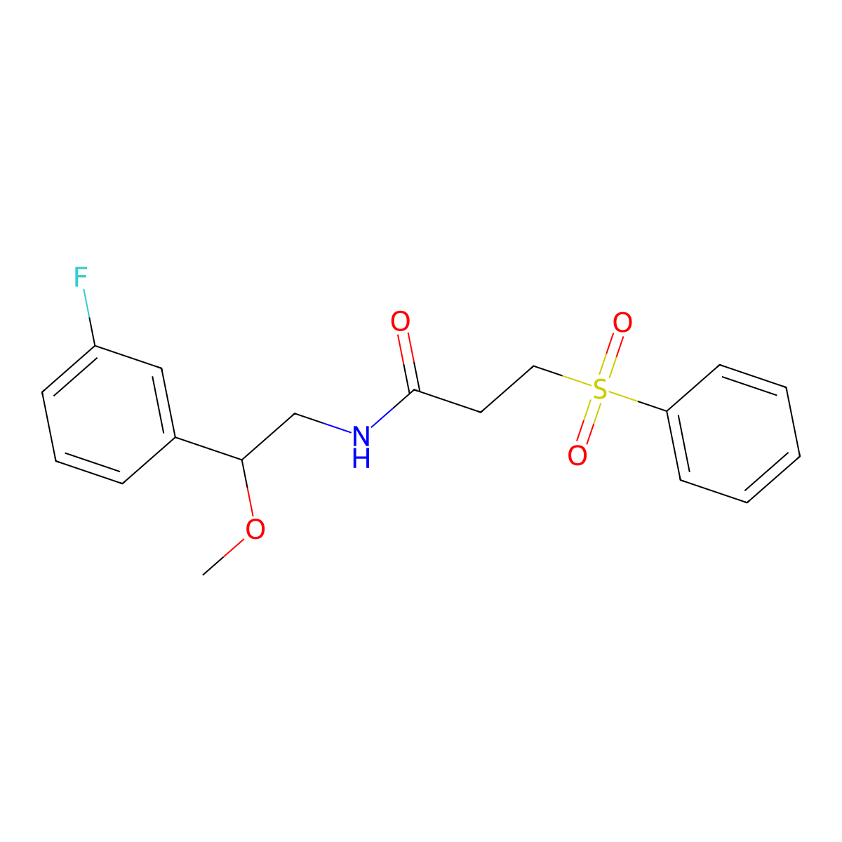N-(2-(3-fluorophenyl)-2-methoxyethyl)-3-(phenylsulfonyl)propanamide molecular structure, CAS 1705845-79-9